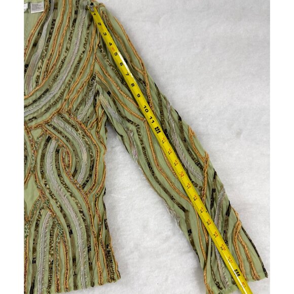 Alexandra Rosati Sheer Textured Ribbon Lace Blouse 12 Green Fairy Glam Art Deco - Picture 8 of 8